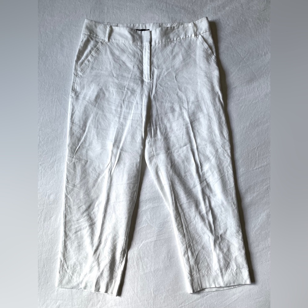 The Limited White Linen-Blend Cropped Trousers